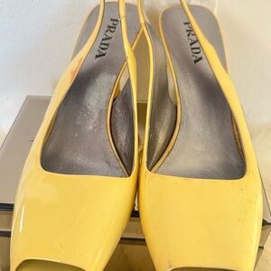 Prada Yellow Peep-Toe Heels